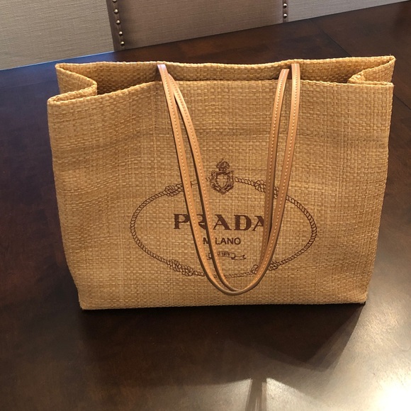 Prada Beige Woven Tote Bag - Picture 9 of 11